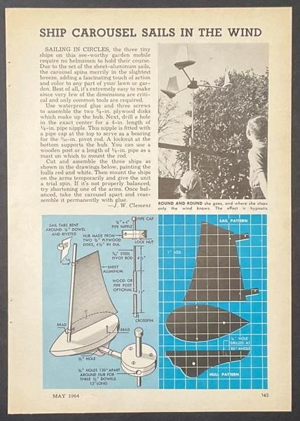 Парусник Whirlig 1964 HowTo построить планы «Корабль карусель паруса на ветру» - Изображение 1 из 1