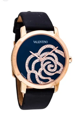 Reloj Valentino para mujer oro rosa con correa de cuero negro. Foto 1 de 4