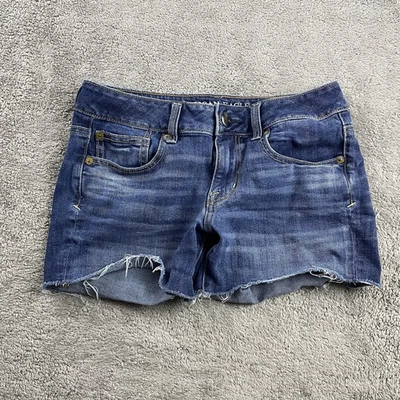 American EagleJean Shorts Womens 4 Blue Super Stretch Shortie AEO Denim - Image 1 of 4