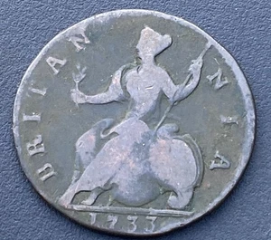 Lote colonial moneda georgiana medio centavo Jorge II 1733 G14 - Imagen 1 de 2