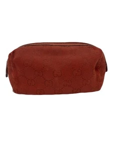Gucci Make Up Bag Canvas Red USED E0128-24 - Picture 1 of 24