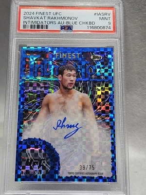 2024 Finest UFC  Blue Checkerboard Auto Shavkat Rakhmonov Welterweight PSA 9 - Image 1 of 3