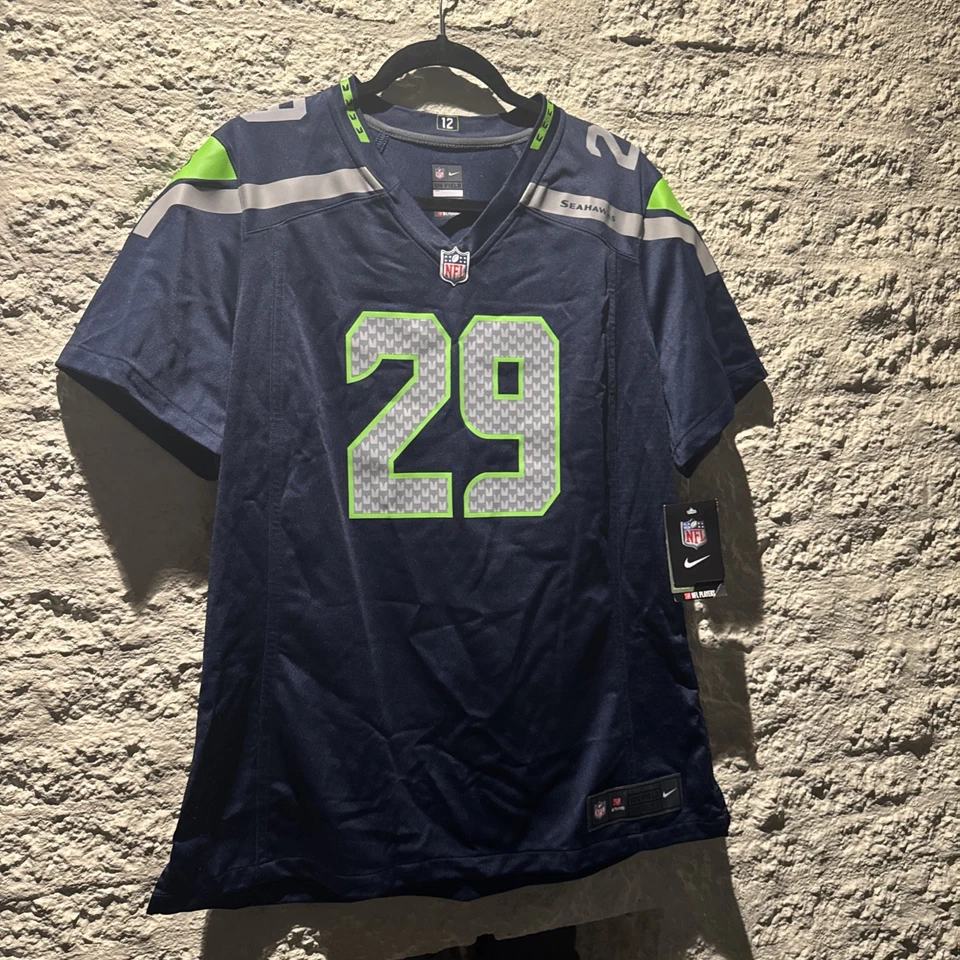 Camiseta para mujer Seattle Seahawks XL azul #29 Earl Thomas lll On Field NFL Nike Foto 1 de 4