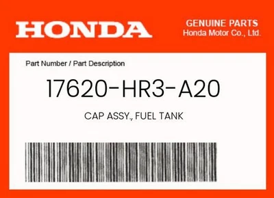 Honda Genuine Cap Assy., Fuel Tank - 17620-Hr3-A20 - Image 1 of 4
