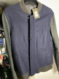  $330 Ax ARMANI EXCHANGE WOOL LEATHER  bomber varsity JACKET NEW 100% AUTHENTIC  - Picture 1 of 11