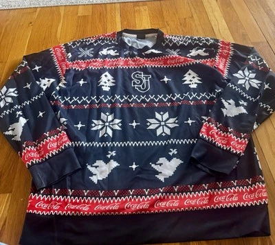 St John’s Red Storm Basketball Coca-Cola Christmas Holiday Shirt XL Women’s - Image 1 of 4