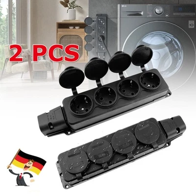 Steckdosenleiste 4 Fach Außen IP54 Outdoor Mehrfachstecker Strom Steckdose 16A - Bild 1 von 4