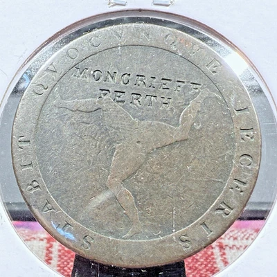 1798 ISLE OF MAN George III centavo de cobre contra-carimbo "Moncrieff Perth" SP6510 - Imagem 1 de 2