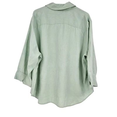 Camisa Lauren Ralph Lauren Verde Menta Lino Abotonada Logo Manga Larga Talla 22W Foto 1 de 4