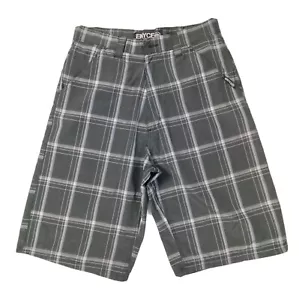 ENYCE a Sean Combs Co. Mens Black White Gray Plaid Pre-owned Shorts Size 32 Logo - Picture 1 of 15