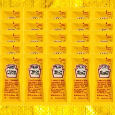 Пакеты желтой горчицы HEINZ 0,2 унции каждый (всего 25) новые и свежие - Изображение 1 из 4