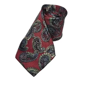 Corbata de seda italiana Bugatti cachemira verde borgoña para hombre moda elegante preppy - Imagen 1 de 4