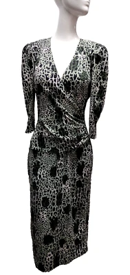 Vestido elástico verde leopardo años 80 S/M hace años 40 retro Rockabilly Bombshell Foto 1 de 4