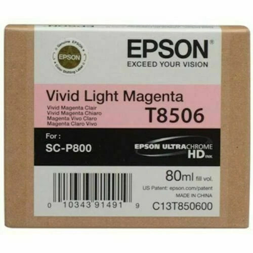 Original T8506 Vivid Light Magenta Epson Ink Cartridge Epson SC-P 800 SC-P800 - Image 1 of 1