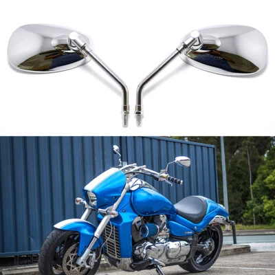 Espejos retrovisores laterales cromados para motocicleta 10 mm para Kawasaki Vulcan 900 800 750 EE. UU. Foto 1 de 4