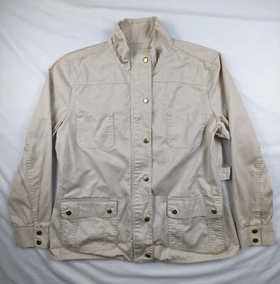 Laura Scott Jacket Womens XL Chore Zip Up Button Snap Clinched Waist Tan Khaki - Image 1 of 4