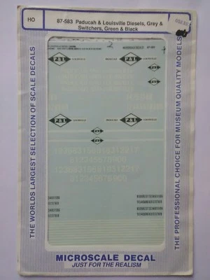 Microscale Decal HO Scale Paducah & Louisville Diesels & Switchers 87-583 ~ TS - Image 1 of 2