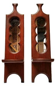 Vintage Set Mirrored Wood Wall Shelf Ledge Sconce Candle Lamp Plant Picture 23"H - Picture 1 of 15