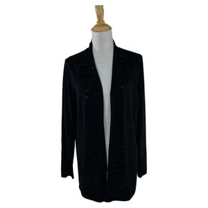 J.Jill Womens Wool Blend Black Embellished Front Open Cardigan Sweater Large P - Picture 1 of 8