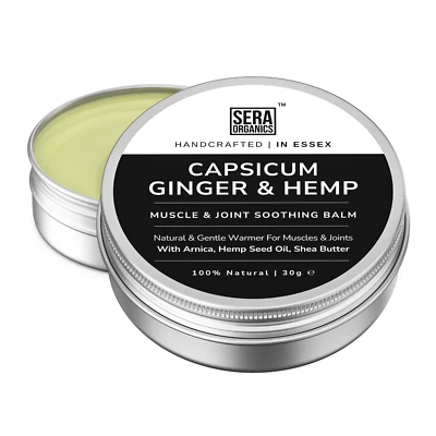 SERA ORGANICS Capsicum & Ginger Warming Cream – Hemp, Arnica, Joint & Muscle Soother, Natural