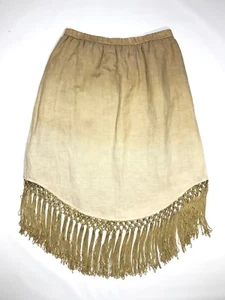 Soft Surroundings Women's Sz M Fiesta Pull On Skirt Linen Ombre Piano Fringe $90 - Picture 1 of 6