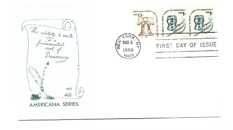 1811 1c Inkwell & Quill coil pair Bazaar FDC - Image 1 of 1