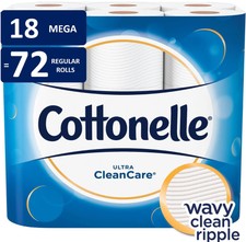 Cottonelle Ultra CleanCare Toilet Paper, Strong, 18 Mega Rolls (=72 Regular