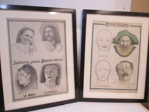 Par de bocetos enmarcados sobre papel de cartón francés Jean Cailliez 1926 - 19 x 27 - Imagen 1 de 9