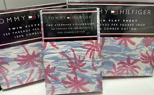 New TOMMY HILFIGER Roxbury Palms Pink Blue TWIN SIZE SHEET SET 4PC 2 AVAILABLE - Picture 1 of 7