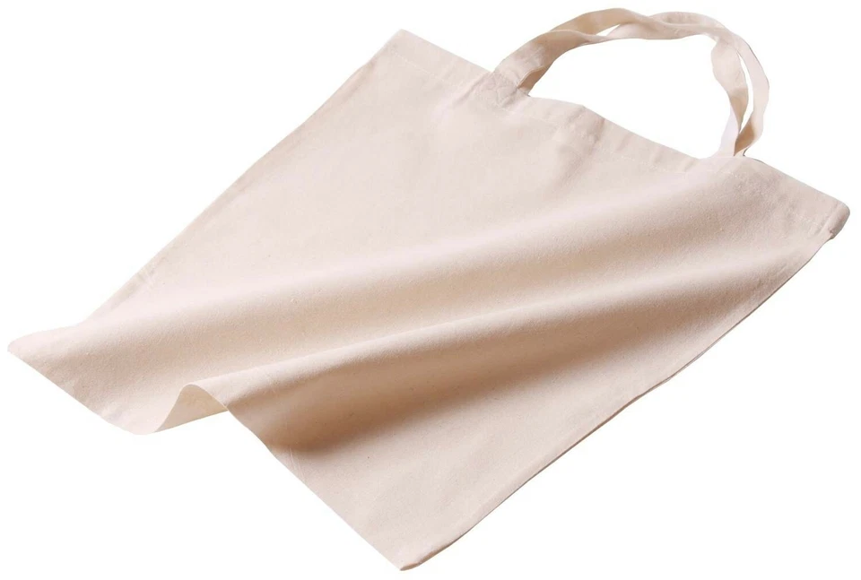 10 Baumwolltragetasche Einkaufstasche Natur Stofftasche UNBEDRUCKT 38x42 +40 - Bild 1 von 1