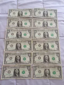 2013 Series $1 Dollar Bill Star Note Duplicates 12 Total - Picture 1 of 7