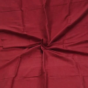 Vintage Red 100% Pure Silk Handloom Plain Sari Remnant 4YD Craft Fabric Scrap - Picture 1 of 4