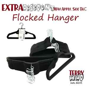 AU bulk Flocked Velvet Cloth Hangers Coat Nonslip Hanger Slim NonSlip Black home - Picture 1 of 3