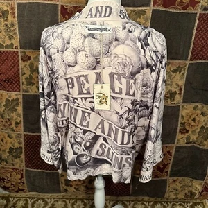 Market of Stars Take My Hand Printed Bamboo Kimono Womens Bohemian Cover Up Robe - Picture 1 of 18