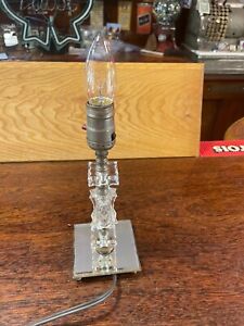VINTAGE Crystal CUT GLASS BOUDOIR LAMP ART DECO MCM 1940s