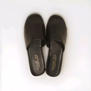 Rachel Zoe Sandals Womens 8M Tudor Slide Black Faux Leather Slip On Flats Casual - Picture 1 of 8