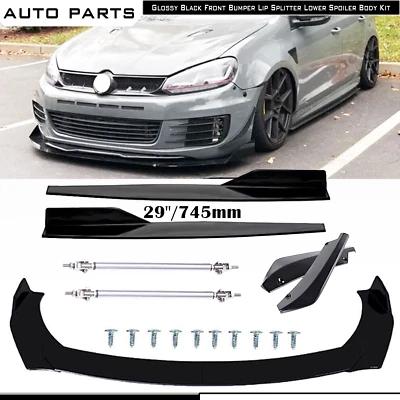 Front Bumper Lip Splitter Lower Spoiler Side Skirt Body Kits For Volkswagen Polo Foto 1 de 4