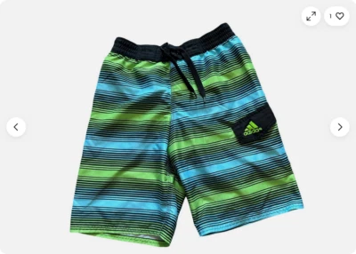 Pantalones cortos de natación Adidas Icon 2.0 NIÑOS (RAYAS AZULES/VERDES, grandes) nuevos sin etiquetas Foto 1 de 2