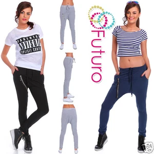Pantalones de chándal con cremallera cintura pantalones tallas 8-18 FT2731 - Imagen 1 de 9