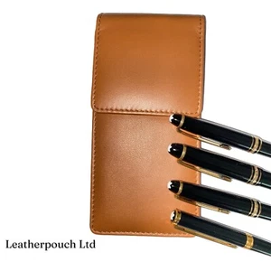 Tan Leather Triple/Quadruple Pen Case Pouch.Real Leather Hand Made - Picture 1 of 5