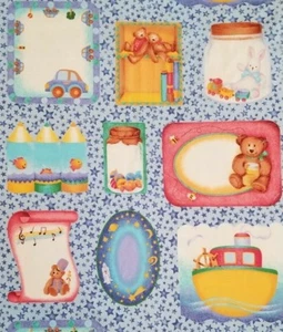 2,5 Yds. Pc. Stoff Panel Baumwolle Quilt Nähen Baby Bären Hasen Autos Boote - Bild 1 von 3