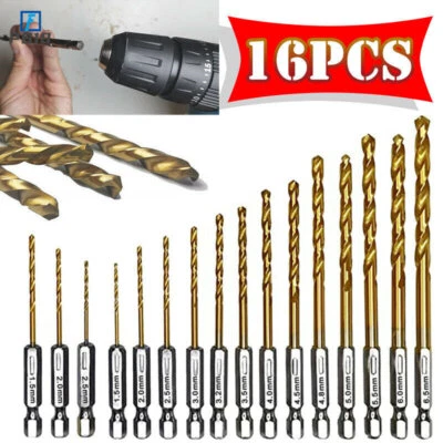 16 Stück Bit - Bohrer Set Akkuschrauber HSS-Titan Sechskant Bitbohrer für DIY DE - Bild 1 von 4