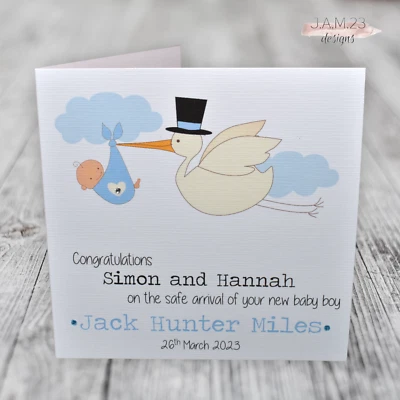 Personalised Congratulations New Baby Girl or Boy Birth Card - Изображение 1 из 4