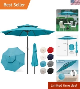 Two-Tier 9ft Patio Umbrella with Push Button Tilt - Perfect for Gardens & Pools - Picture 1 of 10