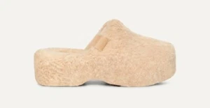 UGG FUZZ Sugar Natural Furry Women’s Clogs Size US 6 NEW - Picture 1 of 15