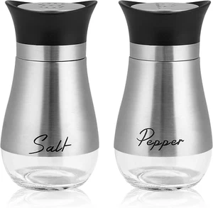 Salt and Pepper Shakers Set, 4 Oz Stainless Steel Salt Pepper Shaker Containers - Picture 1 of 12