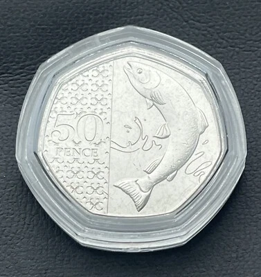 2023 Salmon 50p Fifty Pence Coin NO PRIVY MARK From Sealed Bag Stunning RARE - Image 1 of 2
