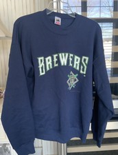 BREWERS MILWAUKEE BASEBALL SWEAT SHIRT NAVY LARGE UNISEX VINTAGE