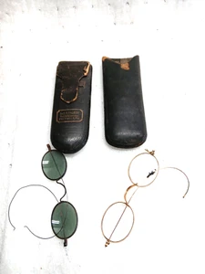 VTG Antique 1800s Specticles Eye Glasses Colored Lens RX Co. Gold Frames w Case - Picture 1 of 11