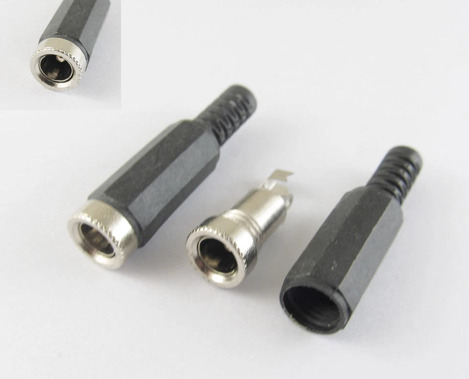 10x DC Power 5.5x 2.1mm Female Jack Connector Adapter Plastic Cover Handle Black - Image 1 of 1